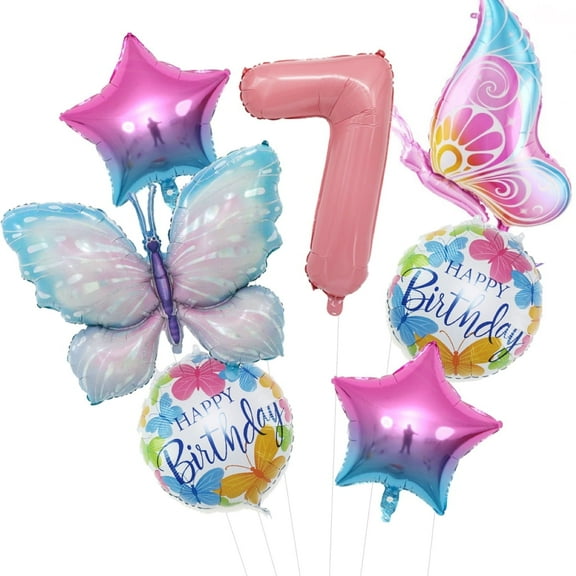 BCD-PRO 7th Birthday Girl Balloons Party Supply Decorations, 40 in, 7 pcs