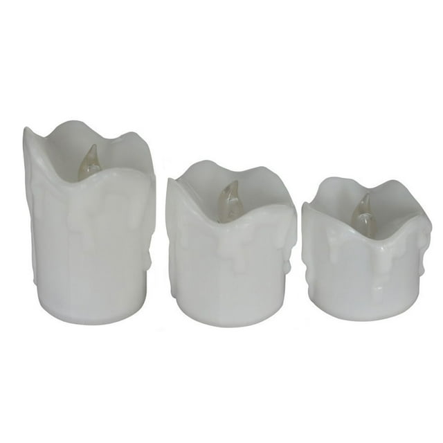 Amdohai 3Pcs Simulation Melting Candle Lamps Set Remote Control Birthday Party Christmas Decoration Electronic Candle Light (Cool white flashing)