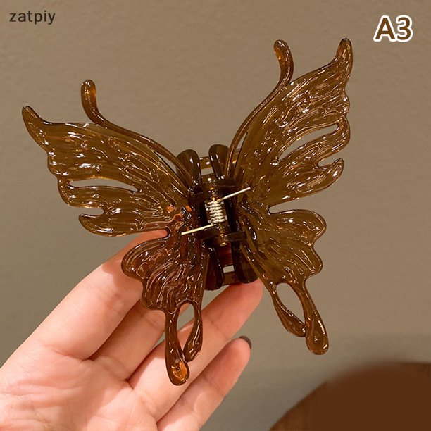 Zatpiy Nuevas Mujeres Pinza De Pelo Clip Grande Mariposa Garra Jelly Color Barrettes Para Las Niñas Accesorios Para El Cabello Regalo CO