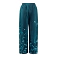 thumbnail image 5 of Plus Size Hawaiian Print Palazzo Pants for Women High Waist Wide Leg Resort Wear Trousers with Pockets Dark Blue S, 5 of 7