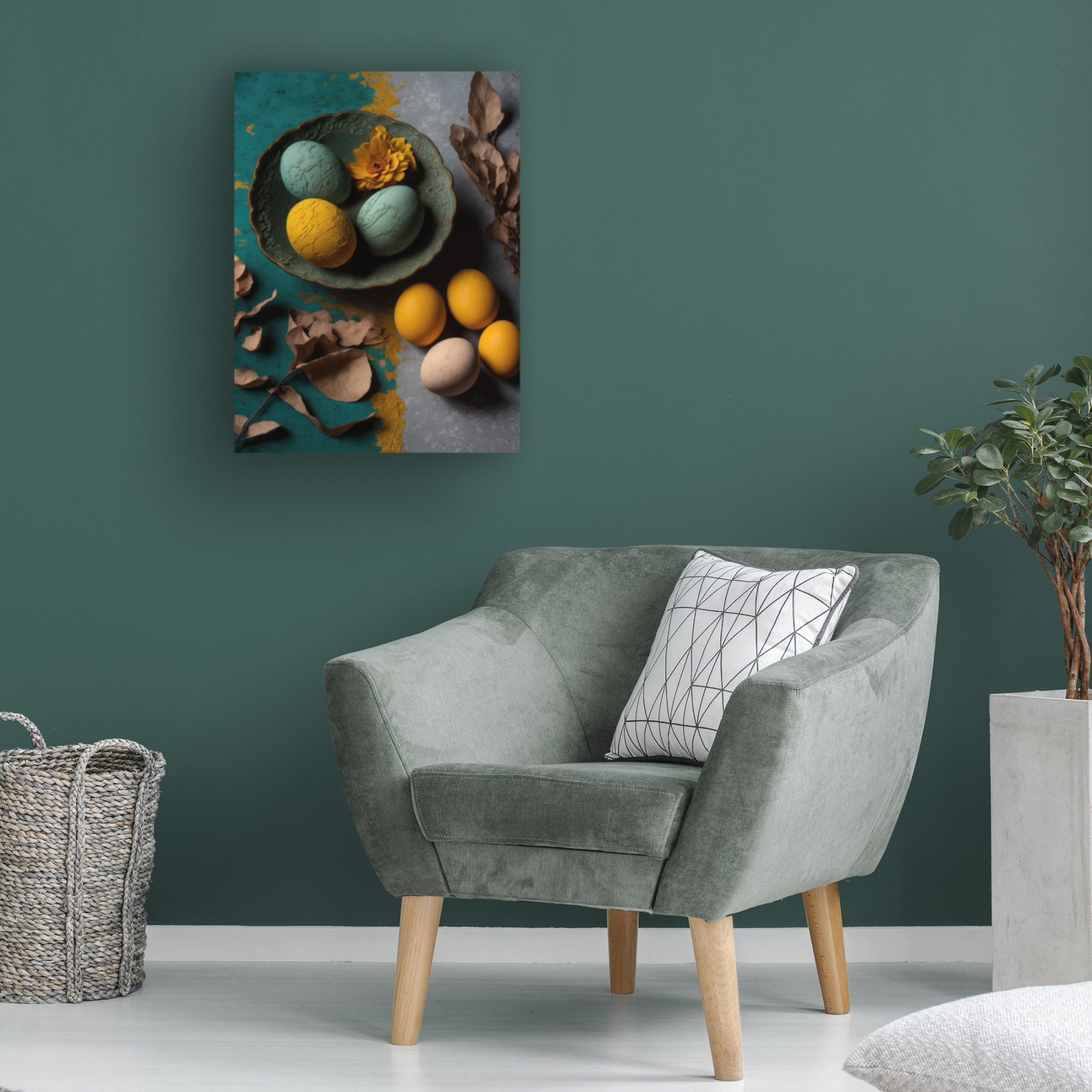 Canvas Wall Art - Treechild 'Yellow And Blue Eggs' Wall Art for Living Room, Bedroom, or Office D?cor by Trademark Fine Art - 18 x 24 Inches