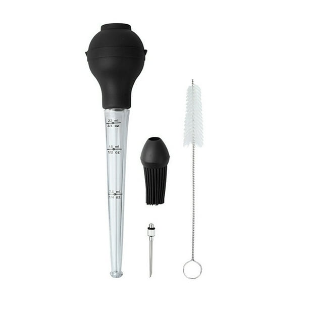 Inyector de pavo, genérico, jeringa de silicona para pavo con accesorio esencial para la cocina del hogar, color negro A