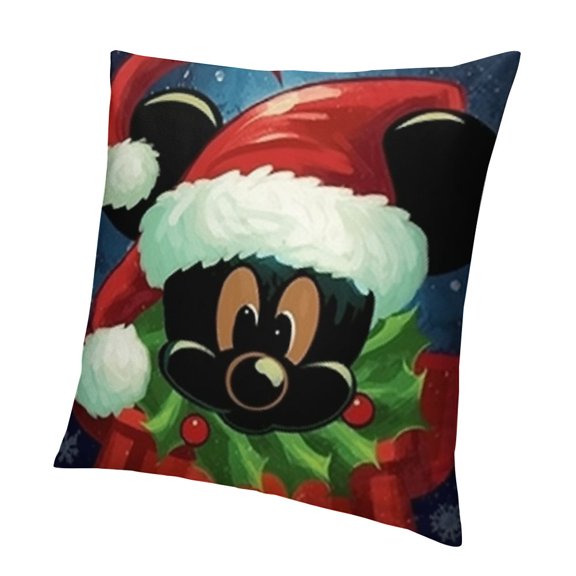 Merry Christmas Decorative Throw Pillow Covers, Candy Wreath Red Green Bow Decor, Noel Joy Winter Holiday Home Sofa Couch Decoration