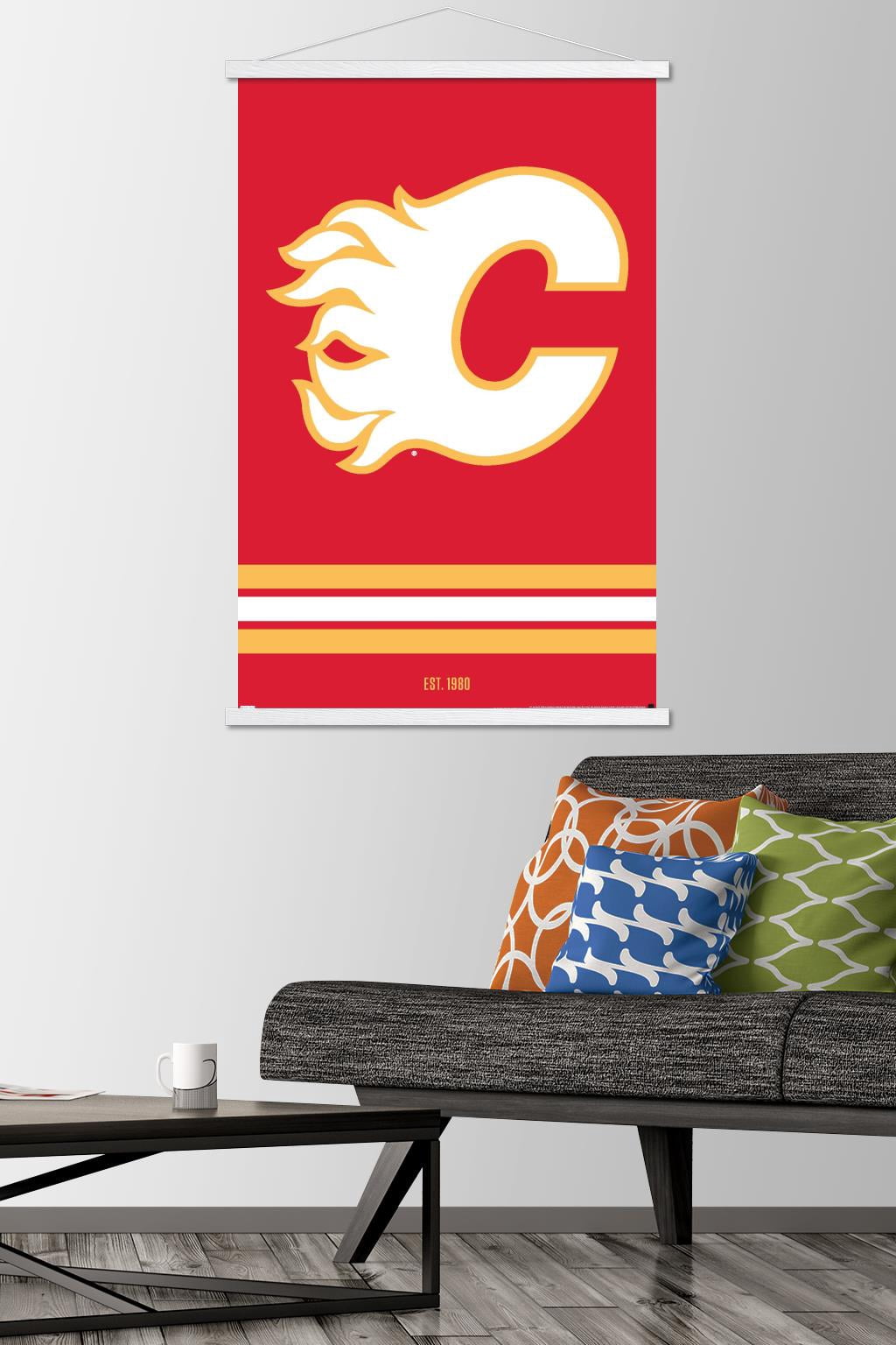 NHL Calgary Flames - Logo 21 Wall Poster with Wooden Magnetic Frame, 22.375" x 34"
