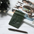 thumbnail image 3 of Green Leather Money Clipper BI-FOLD Wallet for Mens, 3 of 5