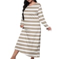 thumbnail image 2 of BSDJILFG Plus Size Nightgowns for Women Long Sleeve Vintage Striped Nightshirts Loose Fit Breathable Sleepwear, 2 of 6