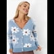 thumbnail image 4 of Cárdigan de Punto con Estampado Floral y Botones para Mujer, Cuello en V y Hombros Caídos Azul L, 4 of 10
