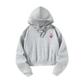 thumbnail image 2 of Sudadera recortada Manga larga Niñas Adolescentes Gris suave Moda Comodidad Mujer L, 2 of 8