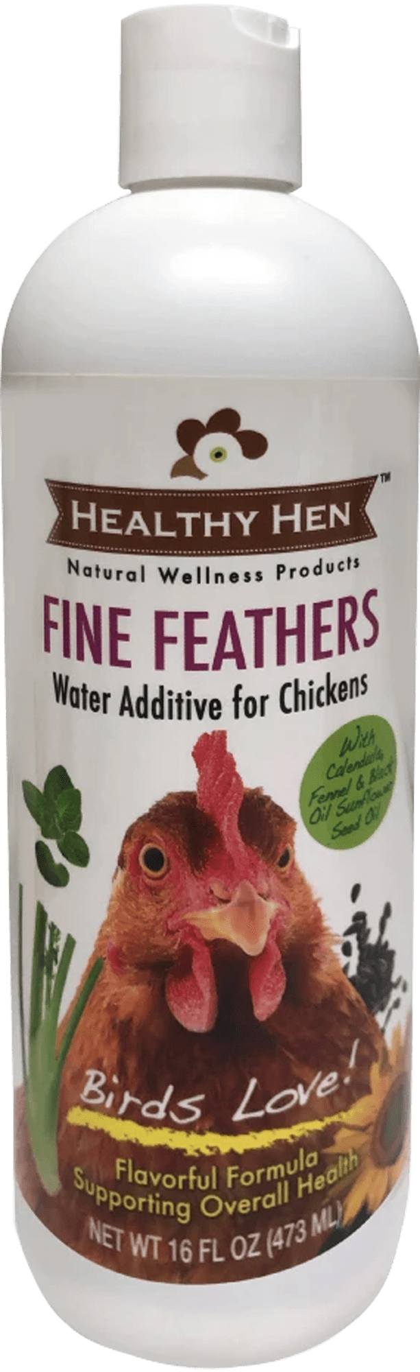 Healthy Hen Fine Feathers Water Additive for Chickens 16 oz. Supports