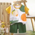 thumbnail image 2 of Floleo Kids Boys Girls Summer Cartoon Print Short Sleeve T Shirt and Shorts Set Cotton Casual 2 Piece Outfit for Daily Play School, 2 of 5