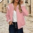 thumbnail image 2 of Shadoumai Baseball Jacket Women Varsity Casual Button Down Lightweight 2025 Fall Fashion Short Outerwear With Pockets, 2 of 6