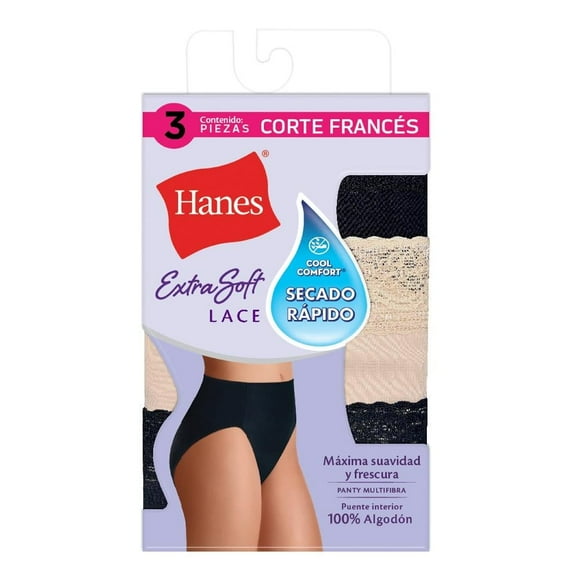 Pantaleta Hanes para Mujer, Corte Francés 3 Piezas Multicolor Talla EG