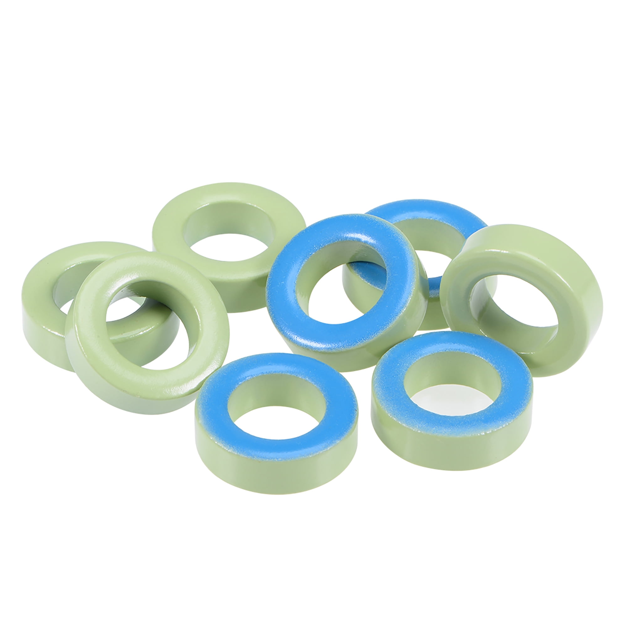 17Pcs 12.2 x 20.5 x 6.5mm Ferrite Ring Iron Powder Toroid Cores Light Green Blue