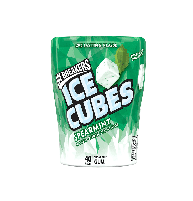 ICE BREAKERS Ice Cubes Spearmint Sugar Free Gum, 40 Piece Containers (4