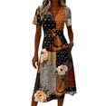 thumbnail image 3 of Womens Halloween Dresses Ghost Witch Hat Short Sleeve Horror Midi Dresses Pumpkin Bat V Neck Funny Sundress, S, 3 of 4
