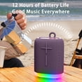 thumbnail image 2 of Parlante Portátil Bluetooth con Luces RGB, Bocina Pequeña Recargable para Viajes y Fiestas Morado, 2 of 5