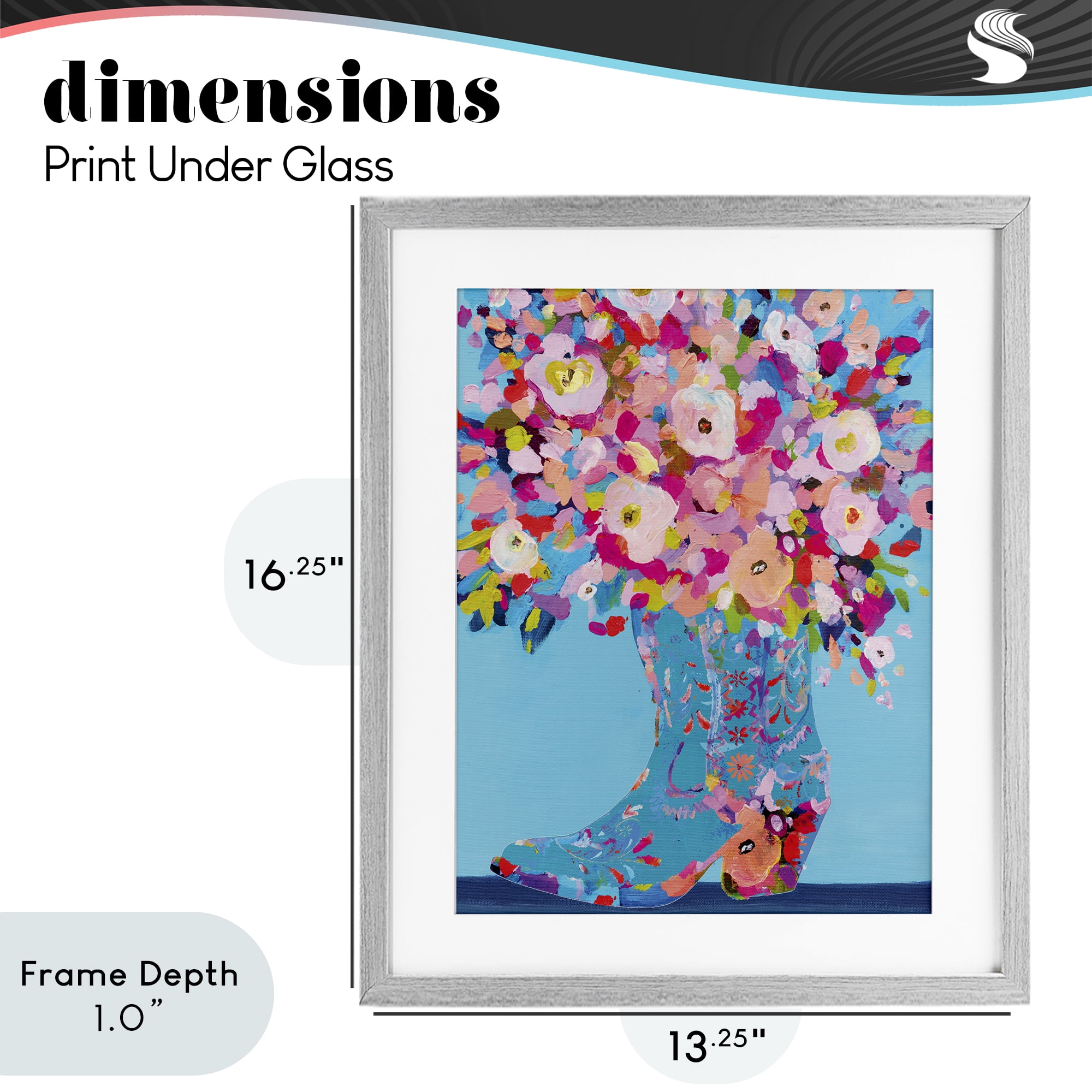 Stupell Industries Cowgirl Dabs of Color Gray Framed Print Under Glass, design by Kamdon Kreations