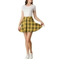 thumbnail image 2 of INSPIRE CHIC Women's Skirt Plaid A-Line Zip Up High Waist Mini Skirt S Yellow, 2 of 6