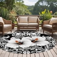 thumbnail image 4 of Round Rugs 8Ft, Black White Spring Floral Round Area Rug Washable Indoor Throw Carpet, Summer Botanical Modern Large Non Slip Circle Rug for Kids Room RV Home Decor Aesthetic, 4 of 8
