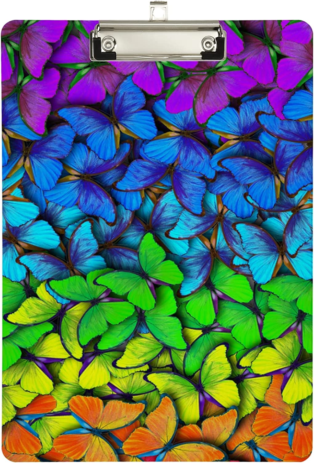 KXMDXA 3D Colors of Rainbow Butterfly Clipboard Hardboard Wood Nursing
