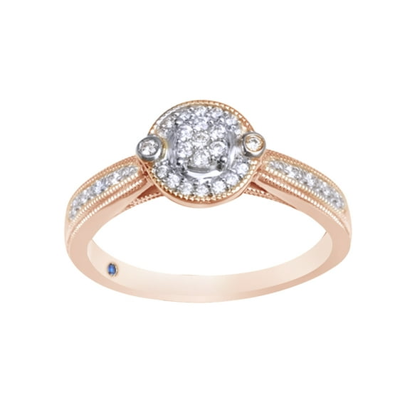 AFFY Round Cut White Natural Diamond Frame Cluster Promise Ring in 10k Solid Rose Gold (0.17 Cttw) - 4