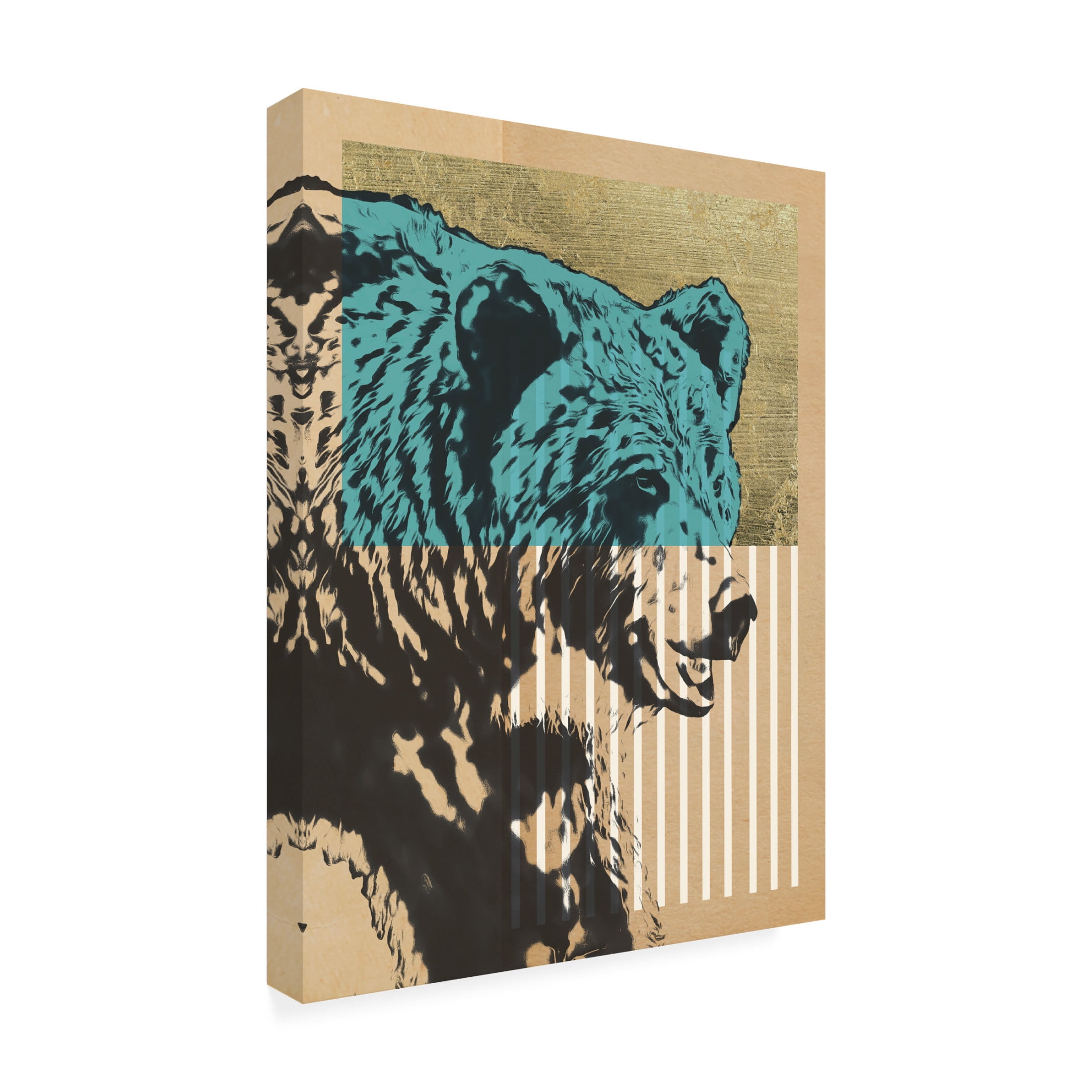 Trademark Fine Art Alonzo Saunders Gold Geometric Bear II Canvas Wall Art