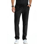 JWD Men's Cotton Linen Pants Elastic Waist Drawstring Casual Trouser Lightweight Straight-Legs Loose Beach Yoga Pants Black-US 36