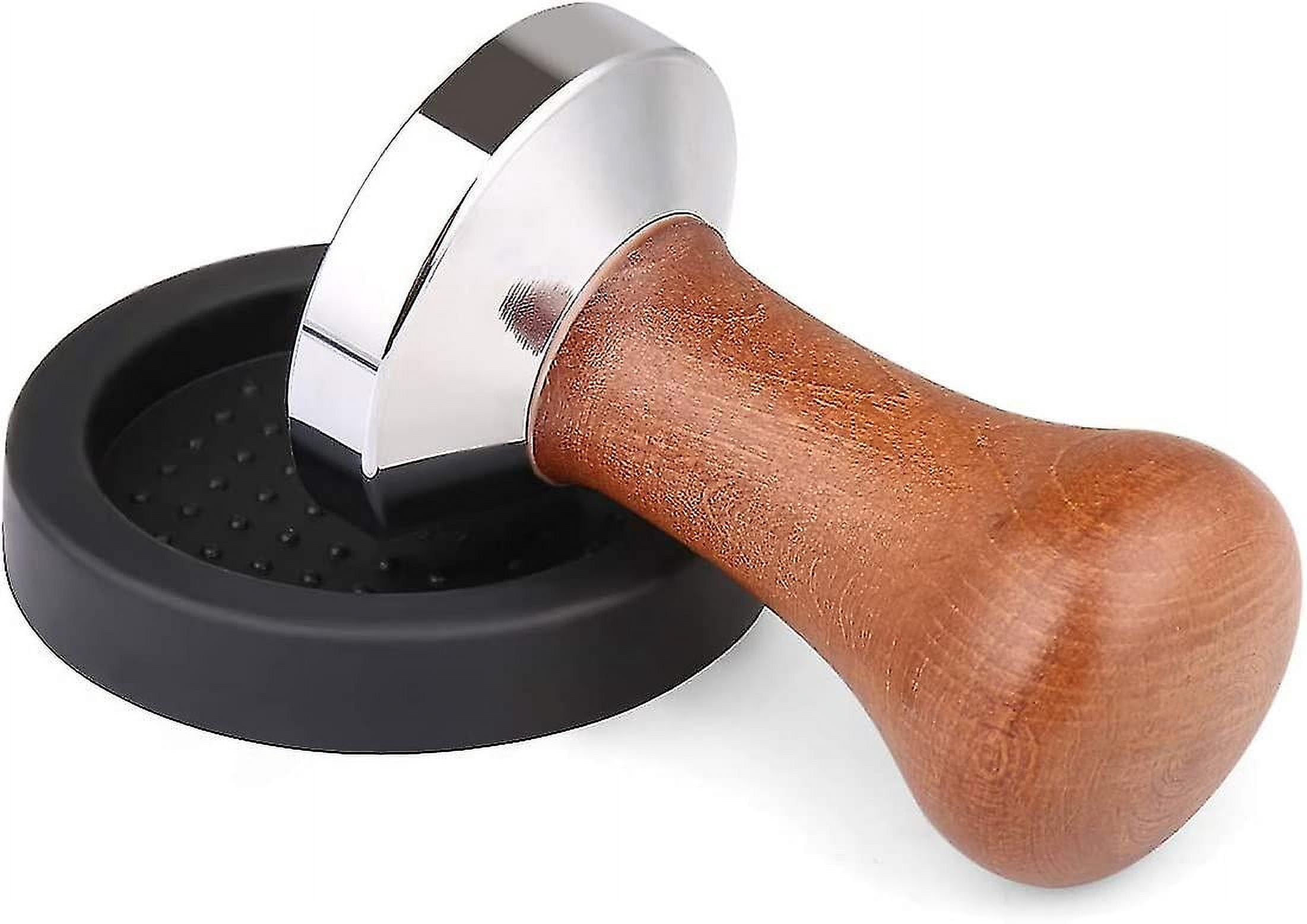 Stamp Made Of Chrome-plated Steel And Real Wood Handle Incl. Mat, Coffee Press - Coffee Grinder For Coffee Machine Portafilter (58mm)