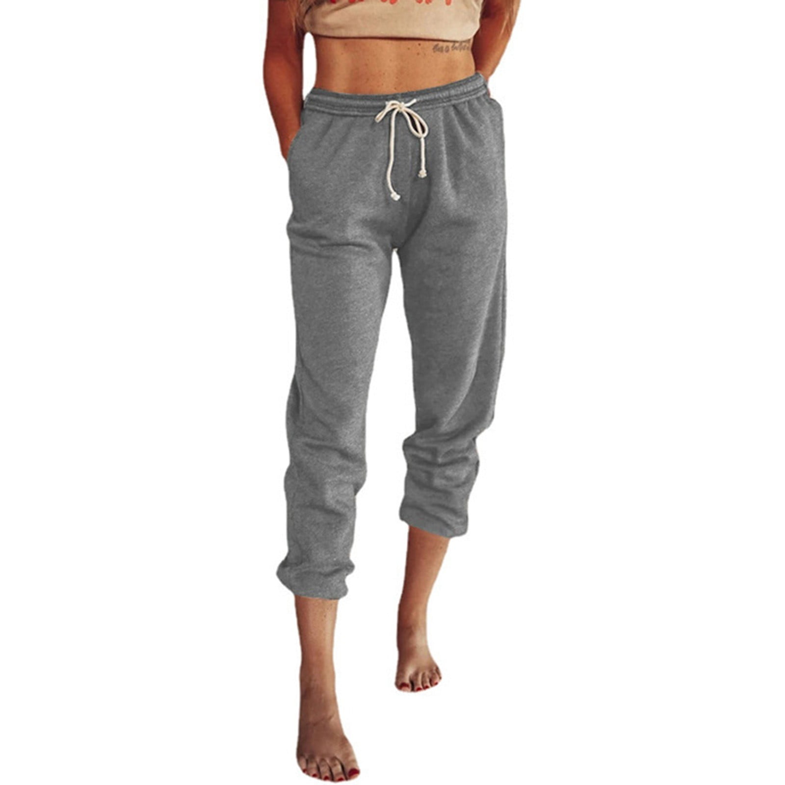 Summer Savings Clearance! Zpanxa Women's Casual Pants Solid High Waist