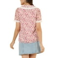 thumbnail image 3 of MODA NOVA Junior's Peter Pan Collar Lace Embroidered Casual Floral Blouse, 3 of 5
