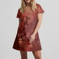 thumbnail image 6 of Womans Dresses Dresses for Summer Summer Dresses for Women Plus Size Women's Fashion Summer Print Short-sleeved V-neck Casual Dress Red XXL, 6 of 8