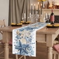 thumbnail image 3 of Blue Coastal Starfish Cotton Linen Table Runner for Dining Kitchen, Beach Nautical Shell Eucalyptus Summer Wedding Outdoor Party Tablerunners, Dresser Scarf Coffee Tablecloth Runners 13x120 Inches, 3 of 9