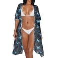 thumbnail image 2 of Xoenoiee Blue Butterfly Pattern Summer Kimonos for Women Boho Half Sleeve Flowy Cardigans Swimsuit Beach Cover Ups for Women Swimwear Beachwear, 2 of 7