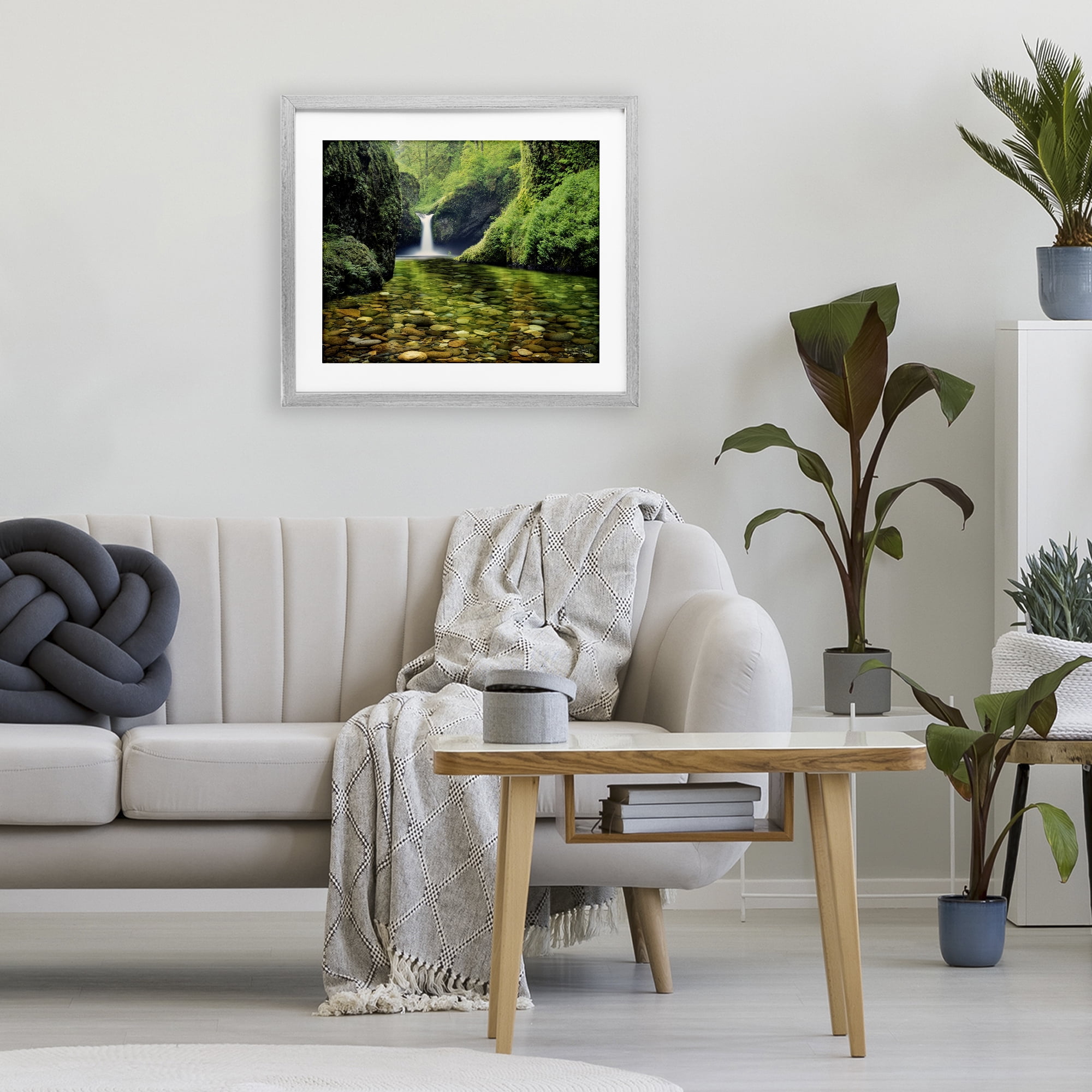 Stupell Industries Punchbowl Falls in Emerald Forest Gray Framed Print Under Glass, design by Dennis Frates