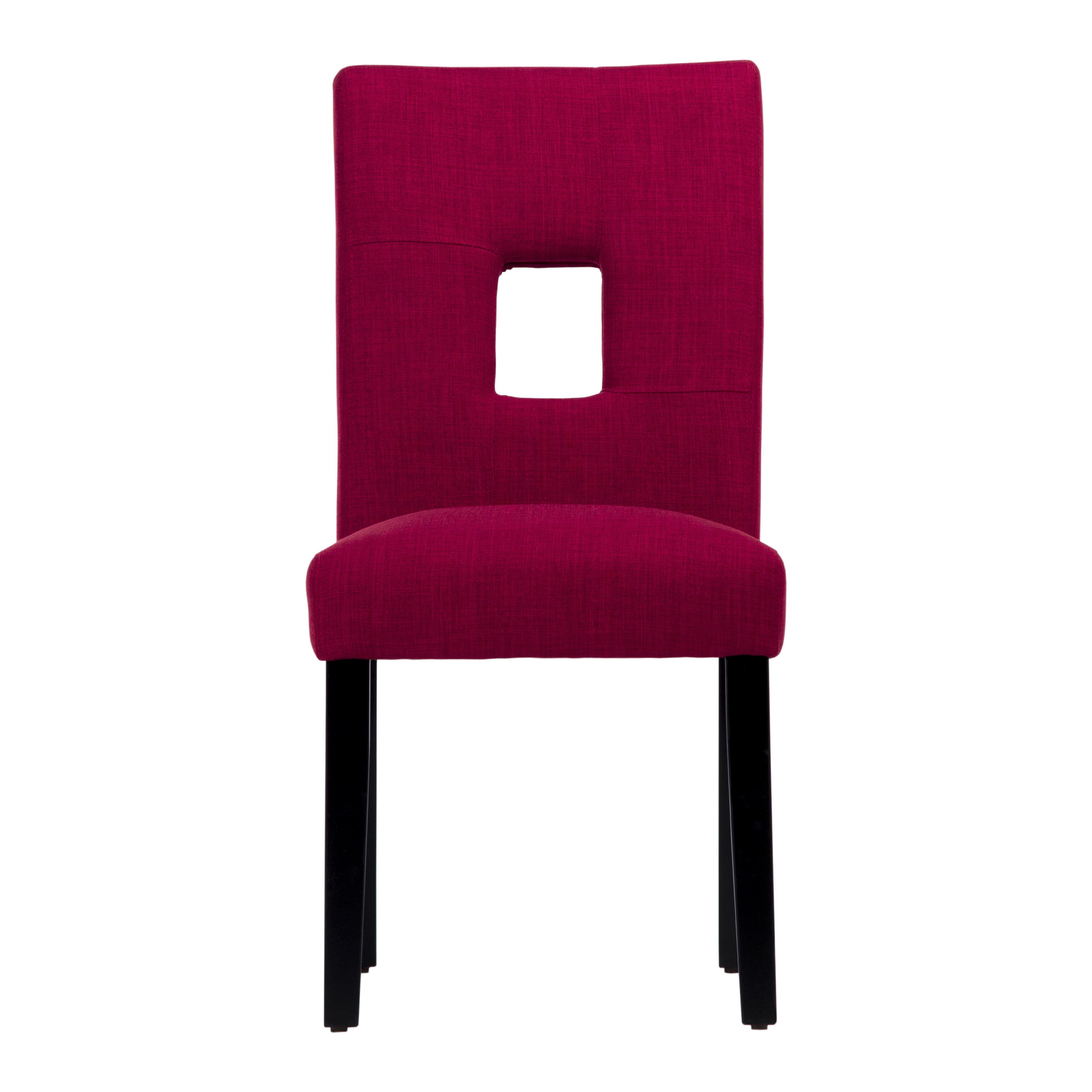 Weston Home Landen Keyhole Linen Dining Side Chair, Red (Set of 2)