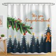 thumbnail image 1 of Cozy Christmas Shower Curtain with Gingerbread Man & Festive Trees, 1 of 4