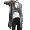 thumbnail image 2 of Men's High-Low Hem Shawl Collar Open Front Pockets Casual Long Cardigan, 2 of 7
