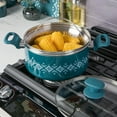 thumbnail image 6 of Spice by Tia Mowry Savory Saffron 5 QT Healthy Nonstick Ceramic Dutch Oven W/ Stainless Steel Steamer Insert and Lid - Teal, 6 of 7