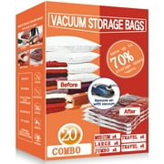 Vacpack Space Saver Bags, 20 Pack Variety Vacuum Storage Bags with Hand Pump for Home and Travel (20C)