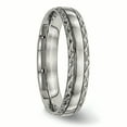 thumbnail image 4 of Titanium Polished Grooved Criss Cross Design Ring, 4 of 7