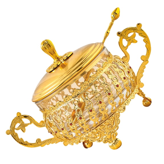 PENIKOKO Glass Jar with Lid, Golden Canister for Kitchen Storage, Home Organization, and Decorative Use, 1 Set