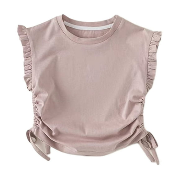 Uxgjfwu Girls Summer Short Sleeve Shirt Kids Shirt Girls Summer Clothes Toddler Girls Tops Sizes 1T-8T,Pink