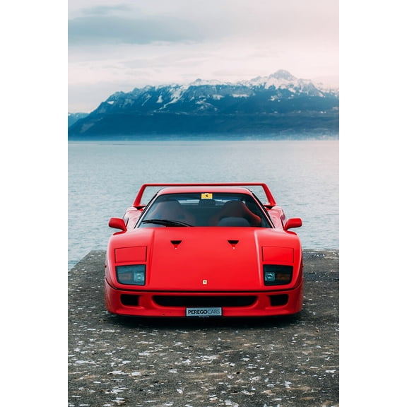 Ferrari F40 Sports Car Luxury Car Racing Car Wall Art Home Decor - 12x18 Inch Laminated Poster - Stunning Detail and Bold Colors