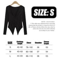 thumbnail image 4 of Camisetas cortas de manga larga para mujer, camisetas ajustadas básicas informales con cuello en V fruncido, camiseta corta sexy de manga larga, negro, 4 of 5