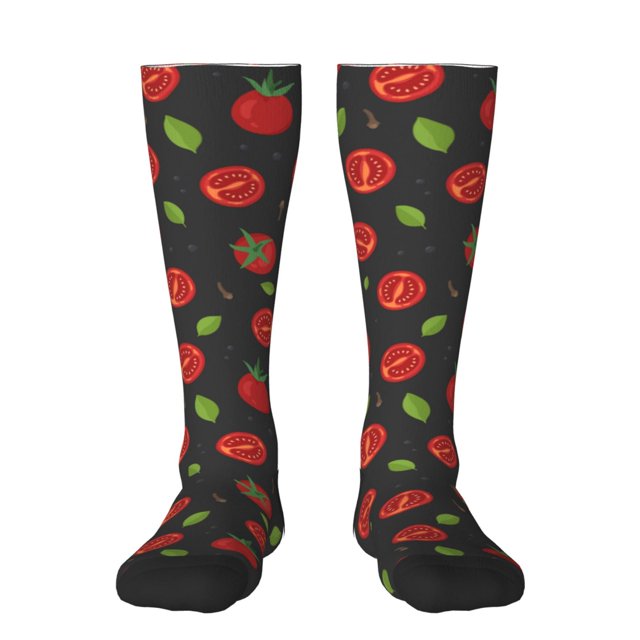 Fotbe Tomatoes1 Calcetas Divertidas Estampadas para Hombre y Mujer, Calcetas de Algodón hasta la Rodilla para Caminar, Correr, Enfermería y Embarazo
