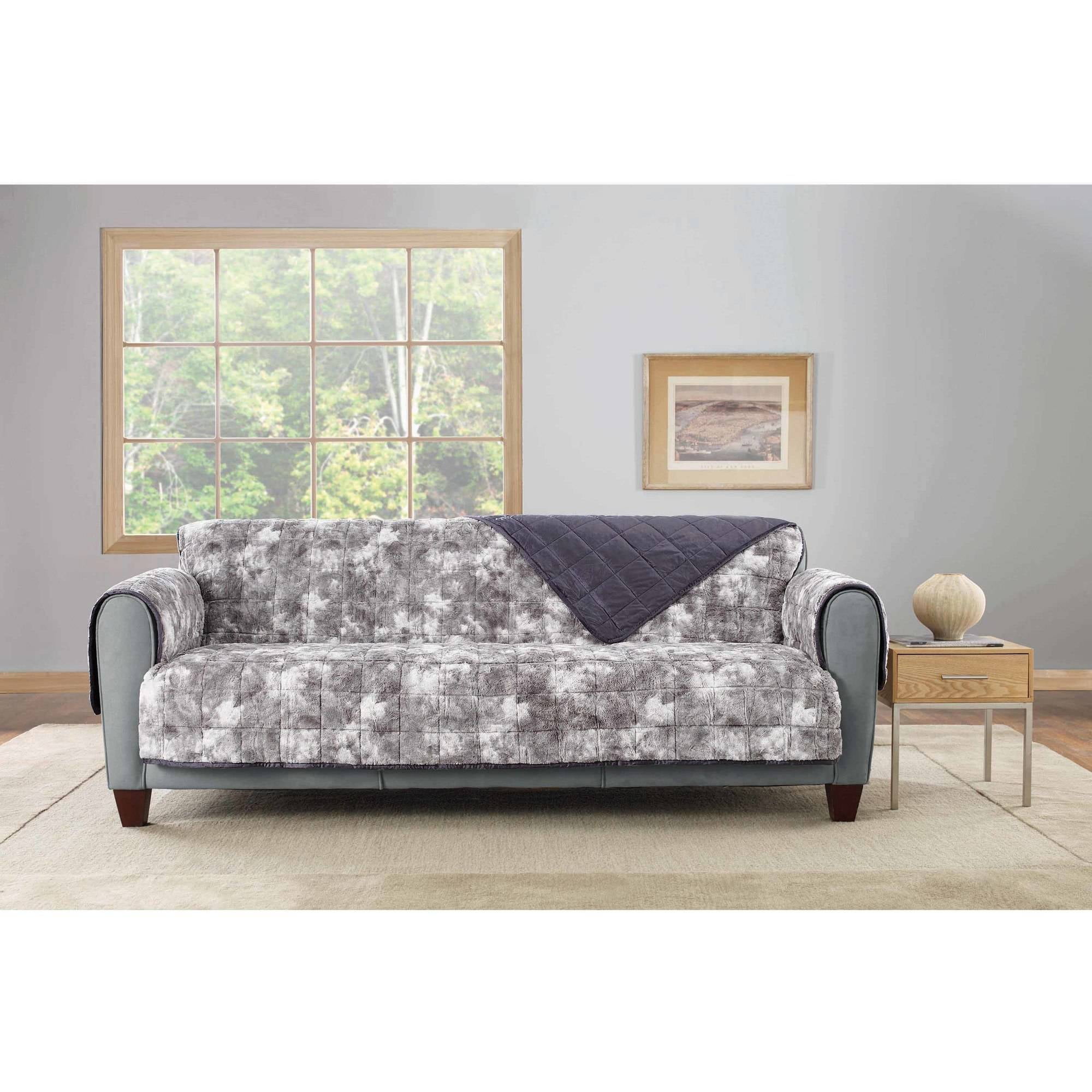 Sure Fit Faux Fur Quilted Loveseat Throw