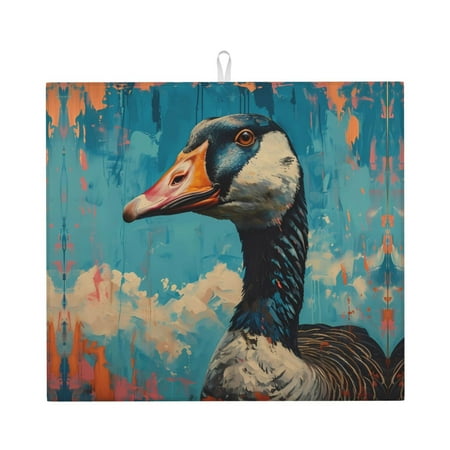 

Dish Drying Mats for Kitchen Counter Blue Watercolor Duck 16x18in Dish Drying Pad Coffee Mat with Hanging Loop Super absorbent Kitchen Counter Mat Coffee Bar Accessories