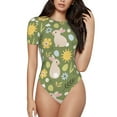 thumbnail image 2 of Uemuo Happy Easter Pattern Women's One Piece Short Sleeve Swimsuit Rash Guard Surfing Modest Quick-drying Swimsuit Beach Essentials-XX-Large, 2 of 9