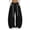 Black, variant on Womens Wide Leg Sweatpants,Elastic High Waist Drawstring,Solid Color Casual Loose Pants with Side Pockets for Vacation and Travel