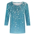 thumbnail image 5 of DeHolifer 3/4 Length Sleeve Womens Tops Boho Floral Spring T-Shirt Solid Color Summer Tops Trendy Pleated Front Shirts Beach Top Sky Blue L, 5 of 5